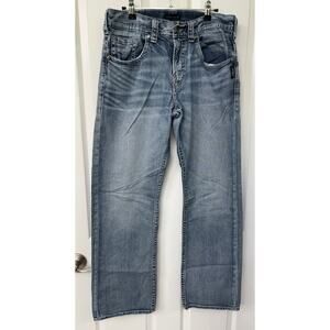 Silver Jeans Co Mens Gordie 32/34 light wash distress jeans relaxed straight leg